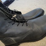 $195 Diesel vintage leather off black lace up boots 45 mens NEW