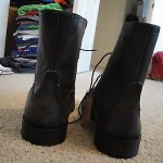 $195 Diesel vintage leather off black lace up boots 45 mens NEW