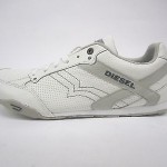 MENS DIESEL EAGLE LOOP WHITE GREY LEATHER US 8 NIB Y00213PS749-H4227