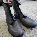 $195 Diesel vintage leather off black lace up boots 44 mens NEW