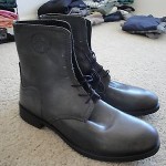 $195 Diesel vintage leather off black lace up boots 44 mens NEW