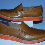 Cole Haan Lunargrand Penny Loafers, Leather Upper, Woodbury/Orange, 9.5 M, New