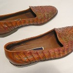 Cole Haan Bragano Sz. 9M Italy Woven Leather / brown & green weave