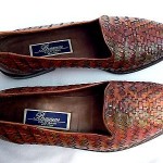 Cole Haan Bragano Sz. 9M Italy Woven Leather / brown & green weave