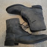 $195 Diesel vintage leather off black lace up boots 45 mens NEW