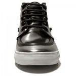 $325 HUGO BOSS Silver Metallic Mens Leather Sneakers 8 41 Street Boots 8.5 41.5