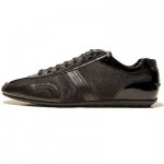 $245 HUGO BOSS Black Mens Leather Sneakers 13 46 Shoes Kicks Trainers 12.5 47