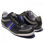 $225 Hugo Boss Sneakers Mens Navy Blue Grey Shoes 12 45 Trainers Kicks 10 45.5