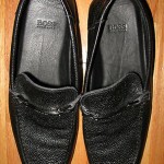 HUGO BOSS 50180916 MENS BLACK Driving Moccasins PEBBLED LEATHER LOAFERS SIZE 8.5