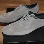 Brand New w Box Hugo Boss Suede Gray Wingtip Shoes for Men, Size US 10