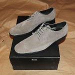 Brand New w Box Hugo Boss Suede Gray Wingtip Shoes for Men, Size US 10