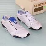 $90 Diesel TAKE Sz 9 w BOX Men’s Shoes White & Blue Leather Fashion Sneakers