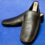 HUGO BOSS LOUNGE STYLE BROWN LEATHER MOCCASIN DRIVER/SLIPPER