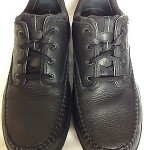 CLARKS PORTLAND Cushioned Black Leather OXFORD TravelTrek Shoes 4-Eye 9 1/2 W US