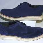 Cole Haan Lunargrand Wingtip Oxfords, Suede Upper, Navy/Off-White, 8 M, New