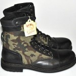 $425 NEW Diesel CASSIDY Black Leather & Camouflage Canvas Ankle Boots 46/12.5