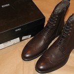 Brand New w Box Hugo Boss Hekkio Leather Wingtip Boots for Men, Size US 11.5