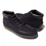 $295 Hugo Boss RED LABEL Navy Blue Mens Oxford 8 41 Felt Mid Boat Boots 8.5 41.5