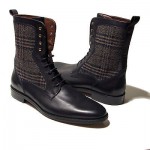 $495 Hugo Boss ITALY Dark Navy Blue Mens Dress Lace-up Boots 10 43 Black 10 .5