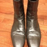 MEN’S DIESEL GUENO ANTHRACITE (GRAY) METALLIC LEATHER ANKLE BOOT, SZ 10.5 (EU44)