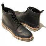 $325 NIB HUGO BOSS Black Mens Welted Boots 9 42 Dress Casual 9.5 Wingtip Brogue