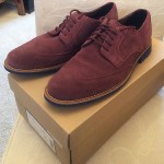 New $198 MENS Cole Haan DRAKE EVA WING TIP OXFORDS Burgundy Suede Shoes Sz 8.5 M