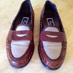 BRAGANO BY COLE HAAN BROWN WOVEN LEATHER PENNY LOAFERS MEN’S 10M