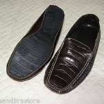 COLE HAAN  MEN SHOES SZ 10w BROWN LEATHER LOAFERS SLIP ONS