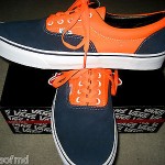 VANS SKATEBOARDING MENS ERA NEON ORANGE NAVY BLUE SHOES SIZE 13 NWT FREE SHIP NR