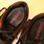 DIESEL MEN’S ZOLKIN SHOES BLACK/POPPY RED SIZE US 10 EUR 43 JPN 28