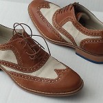 Cole Haan – Nike Air Colton Brown Leather/ Cream Canvas Wingtip Shoe – Men’s 10M
