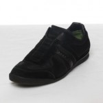 HUGO BOSS Akeen Mens Walking Athletic Shoe 11 Black Suede Solid Designer Sale