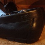 HUGO BOSS Soft Black Leather Driving Moccassins Loafers Slip on Silver Bit Shoes