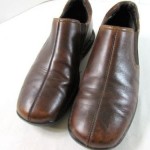 men’s COLE HAAN 9M brown leather split toe SLIP ON