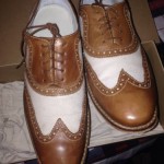 Cole Haan – Nike Air Colton Brown Leather/ Cream Canvas Wingtip Shoe – Men’s 10M