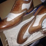 Cole Haan – Nike Air Colton Brown Leather/ Cream Canvas Wingtip Shoe – Men’s 10M