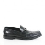 BOSS HUGO BOSS Men’s Black Leather Silver Tone Hardware Loafers Sz 8.5