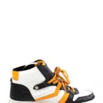 BOSS HUGO BOSS Men’s White Black Orange Leather High Top Sneakers Shoes Sz 11