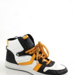BOSS HUGO BOSS Men’s White Black Orange Leather High Top Sneakers Shoes Sz 11