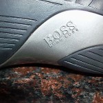 MENS HUGO BOSS ORANGE LABEL BLACK & PEWTER LEATHER LACE-UP CASUAL SHOE 41/8 M