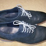 COLE HAAN GREAT JONES WINGTIP MENS LACE-UP LEATHER SUEDE SHOES BLUE 10.5