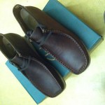 CLARKS men wallabee brown oily leather 10 m
