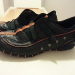 DIESEL Men’s ‘VEGA’ Black Leather Orange Stripe Sz. 9.5 Athletic Velcro Sneakers