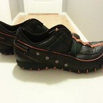 DIESEL Men’s ‘VEGA’ Black Leather Orange Stripe Sz. 9.5 Athletic Velcro Sneakers
