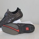 HUGO BOSS FASHION SNEAKERS MEN SZ EU 46 US 12 LEATHER BROWN GRAY VELCRO CLOSURE