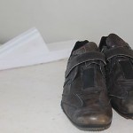 HUGO BOSS FASHION SNEAKERS MEN SZ EU 46 US 12 LEATHER BROWN GRAY VELCRO CLOSURE