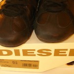 DIESEL MEN’S ZOLKIN SHOES BLACK/POPPY RED SIZE US 10 EUR 43 JPN 28