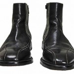 HUGO BOSS Men 8.5 ITALIAN  ANKLE BOOTS Dress Shoes Chelsea Black Zip Up LEATHER