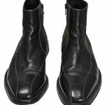 HUGO BOSS Men 8.5 ITALIAN  ANKLE BOOTS Dress Shoes Chelsea Black Zip Up LEATHER