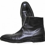 HUGO BOSS Men 8.5 ITALIAN  ANKLE BOOTS Dress Shoes Chelsea Black Zip Up LEATHER